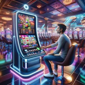 man speelt op een moderne videoslot